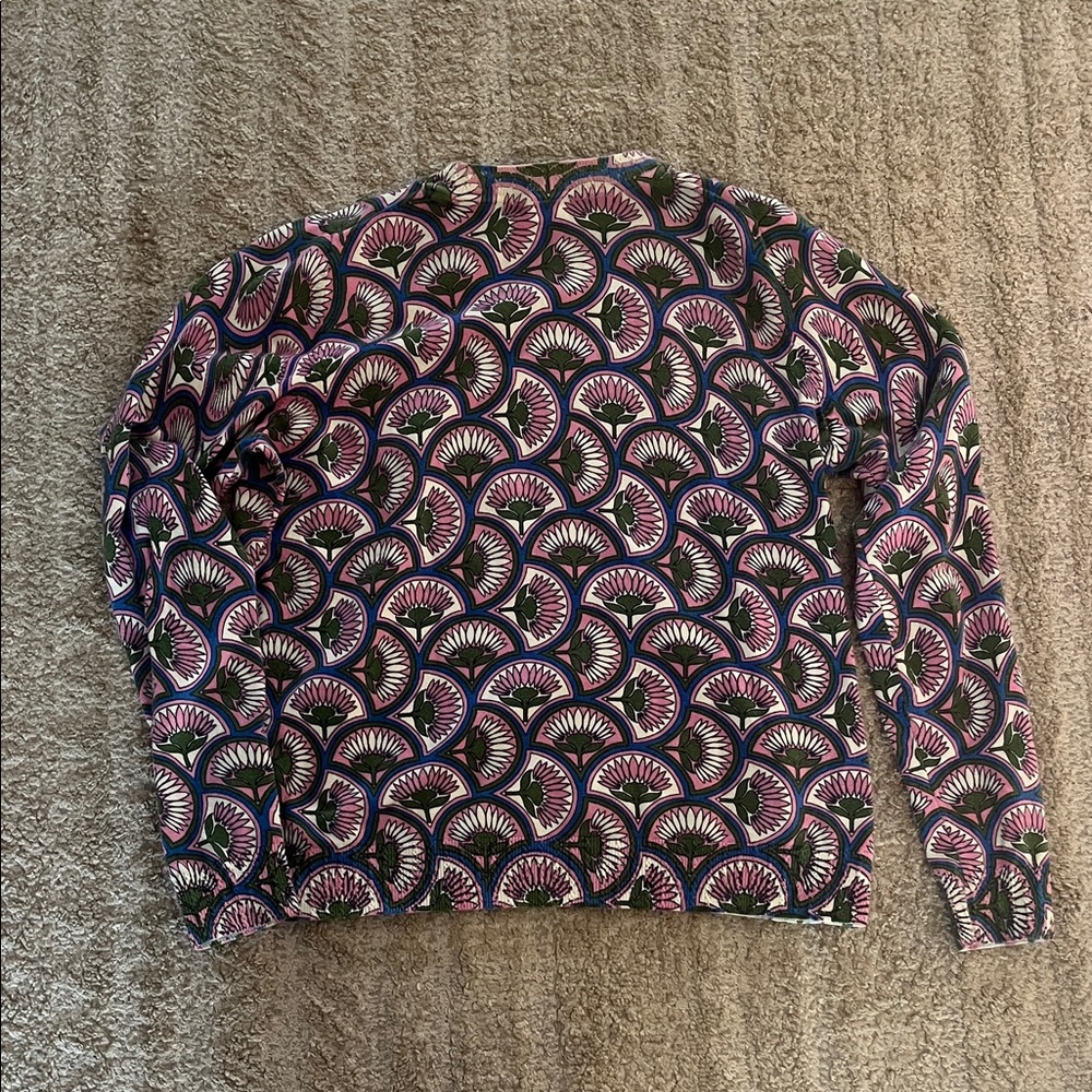 Boden Emilia Cotton Crewneck Lightweight Sweater Purple and Blue Pattern Small - Picture 10 of 10